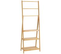 HOMCOM Toallero de Pie de Bambú con 3 Barras Tipo Escalera Plegable con 3 Estantes para Baño 53x30,5x152 cm Natural Aosom España