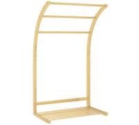 HOMCOM Toallero de Pie de Bambú con 3 Barras y Estante de Almacenamiento para Baño y Lavandería 50x29x84 cm Natural