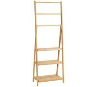 HOMCOM Toallero de Pie de Bambú Plegable para Baño 53x30,5x152 cm Natural