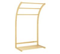 HOMCOM Toallero de Pie de Bambú con 3 Barras y Estante 50x29x84 cm Natural | Soporte de Toallas de Baño, para Baño y Lavandería
