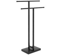 Homcom toallero de pie de metal, toallero escalera de baño con 2 barras en forma de t, estilo moderno, 50x18,5x85 cm, negro 18.5 cm