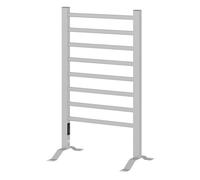 Homcom toallero eléctrico de pared o suelo 150 w radiador toallero eléctrico de aleación de aluminio con función de temporizador y 8 barras para baño 53x35x90 cm plata 53 cm