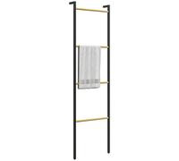 HomCom Toallero escalera 4 niveles con 4 barras de bambú y marco de acero Negro y Natural