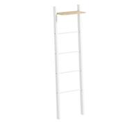 Homcom toallero escalera con estante superior y 4 barras, toallero de baño para apoyar en pared, estantería de escalera inclinada, para dormitorio, salón, 43x20x151 cm, blanco y roble