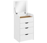 HOMCOM Tocador 3 en 1 con Espejo Abatible y Taburete, con Cajones, Blanco