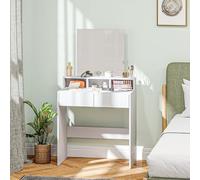 HOMCOM Tocador de Maquillaje con Espejo 2 Cajones 75x38x135 cm Blanco