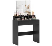 HOMCOM Tocador de Maquillaje con Espejo 2 Cajones 75x38x135 cm Negro
