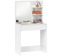 HOMCOM Tocador de Maquillaje con Espejo Mesa de Maquillaje con Cajón y 3 Estantes Abiertos Tocador para Espacios Pequeños Dormitorio Salón Blanco