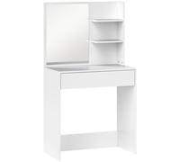 HOMCOM Tocador de Maquillaje con Espejo Mesa de Maquillaje con Cajón y Estantes Abiertos Blanco