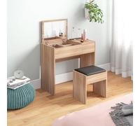 HOMCOM Tocador de Maquillaje con Taburete Espejo y Cajas de Almacenamiento natural