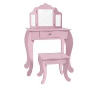 HOMCOM Tocador Infantil con Taburete y Espejo Ajustable Rosa VIOLETA/Violeta