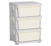 HOMCOM Torre de Almacenamiento Infantil con 3 Cajones, Organizador de Juguetes para Niños de +3 Años, con Bordes Redondeados y Asas, para Guardería, Sala de Juegos, Dormitorio, 37x37x56,5 cm, Crema
