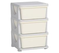 HOMCOM Torre de Almacenamiento Infantil con 3 Cajones, Organizador de Juguetes para Niños de +3 Años, con Bordes Redondeados y Asas, para Guardería, Sala de Juegos, Dormitorio, 37x37x56,5 cm, Crema