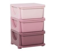 HOMCOM Torre de Almacenamiento Infantil con 3 Cajones Organizador de Juguetes para Niños +3 Años Almacenaje con Asas 37x37x56,5 cm Rosa Aosom España