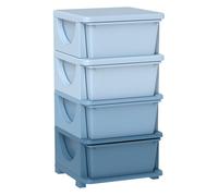 HOMCOM Torre de Almacenamiento Infantil con 4 Cajones, Organizador de Juguetes para Niños de +3 Años, con Bordes Redondeados y Asas, para Guardería, Sala de Juegos, Dormitorio, 37x37x76 cm, Azul