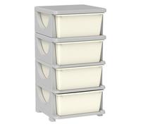 Homcom - Torre de Almacenamiento 4 Cajones - Crema