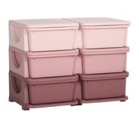 HOMCOM Torre de Almacenamiento Infantil con 6 Cajones 75x37x56,5 cm Rosa | Organizador de Juguetes, para Niños de +3 Años, con Bordes Redondeados y Asas, para Guardería, Sala de Juegos, Dormitorio