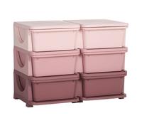 HOMCOM Torre de Almacenamiento Infantil con 6 Cajones, Organizador de Juguetes para Niños de +3 Años, con Bordes Redondeados y Asas, para Guardería, Sala de Juegos, Dormitorio, 75x37x56,5 cm, Rosa