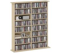 HOMCOM Unidad 720 CD/396 DVD 12 est. ajust. madera natural | Estante para medios Blu-ray 396, 16 compartimentos, torre de CD, para sala de estar, dormitorio, oficina