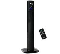 HOMCOM Ventilador columna, oscilante 70°, 3 modos y 3 velocidades, temporizador de 12h, 45W, adecuado para aromaterapia, ventilador torre, mando a distancia, para dormitorio, negro