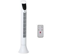HOMCOM Ventilador de columna silencioso 40W temporizador 3 velocidades 3 modos control remoto oscilante a 70° panel de control táctil ventilador de pedestal altura dormitorio 91,5 cm blanco White