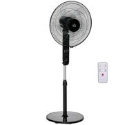 HOMCOM Ventilador de pie con mando a distancia, ventilador, ventilador regulable en altura, 3 niveles de velocidad, ángulo de inclinación regulable, metal, negro, Ø44,5 x H110-124 cm Black