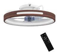 HOMCOM Ventilador de Techo con Luz LED 40 W Motor DC Reversible Ø49 cm Teca