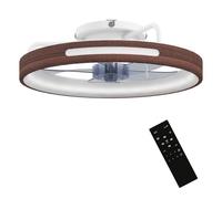 Homcom ventilador de techo con luz led 40 w, motor dc reversible, lámpara ventilador techo silenciosa, mando a distancia, 6 velocidades, 3 colores, temporizador, para salón, ø49 cm, teca 12.5 cm