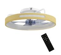 Homcom ventilador de techo con luz led 40 w, motor dc reversible, lámpara ventilador techo silenciosa, mando a distancia, 6 velocidades, 3 colores, temporizador, para salón, ø49 cm, natural 12.5 cm
