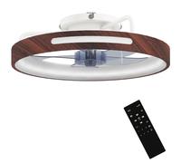 HOMCOM Ventilador de Techo con Luz LED 40 W Motor DC Reversible Mando a Distancia 6 Velocidades 3 Colores Temporizador Teca