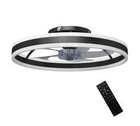 Homcom ventilador de techo con luz led 45 w motor dc reversible lámpara ventilador techo silenciosa con mando a distancia 6 velocidades 3 colores temporizador para salón dormitorio ø50 cm negro