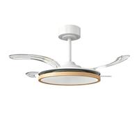 HOMCOM Ventilador de Techo con Luz LED 80 W Motor DC Reversible Mando a Distancia 6 Velocidades Temporizador Ø95 cm Natural Aosom España