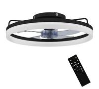 HOMCOM Ventilador de Techo con Luz LED Motor DC Reversible Ø50 cm Negro