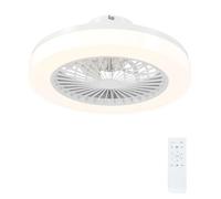 HOMCOM Ventilador de Techo con Luz LED 40 W Motor DC Reversible Lámpara Ventilador Techo Silenciosa con Mando a Distancia 6 Velocidades Temporizador para Salón Dormitorio Ø46 cm Blanco