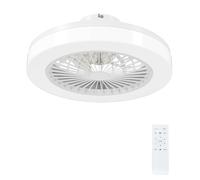 HOMCOM Ventilador de Techo con Luz LED Regulable Motor DC Silencioso Control Remoto y Temporizador 2/4 Horas Ø46x16 cm Blanco
