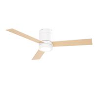 HOMCOM Ventilador de Techo Motor AC 48W con Luz LED Mando a Distancia 3 Velocidades Temporizador 3 Aspas de Madera Blanco Aosom España