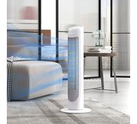 HOMCOM Ventilador de Torre 45W Ventilador Vertical Silencioso con 3 Velocidades Oscilación 70° para Salón Dormitorio Oficina Ø27x75 cm Blanco