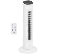HOMCOM Ventilador de Torre 50W con Control Remoto 3 Velocidades Temporizador 15h Oscilación Pantalla LED Blanco Moderno Aosom España