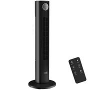 HOMCOM Ventilador de torre silencioso 28dB, velocidad 8m/s, ventilador de torre para dormitorio, 12 velocidades, 4 modos, temporizador 12H, negro Aosom España