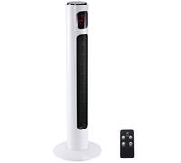 HOMCOM Ventilador de Torre Silencioso 45W con Control Remoto 3 Velocidades 3 Modos Temporizador 10H Oscilación 70° Blanco