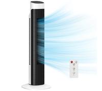 HOMCOM Ventilador de Torre Silencioso con Control Remoto 3 Velocidades 3 Modos Temporizador 7,5H Oscilación 70° Blanco y Negro Aosom España