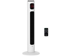 HOMCOM Ventilador de Torre, Ventilador de Pie Silencioso 45W con Control Remoto, 3 Velocidades, 3 Modos, Temporizador 12H, Oscilación 70°, Ahorro de Energía, Pantalla LED, para Hogar y Oficina, Blanco