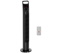 HOMCOM Ventilador de Torre Ventilador Vertical 40W con Mando a Distancia 3 Velocidades Temporizador 7,5h Oscilante 70° Ø18x78,5 cm Negro