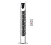 HOMCOM Ventilador de Torre Vertical 40W con Mando a Distancia 3 Velocidades Temporizador 7,5h Oscilante 70° Ø18x78,5 cm Blanco