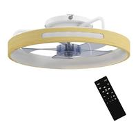 HOMCOM Ventilador Techo con Luz LED 40 W Motor DC Reversible Ø49 cm Natural