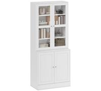 HomCom Librería con puertas vitrina moderna, 4 puertas, estantes ajustables, 76x40x178,5 cm