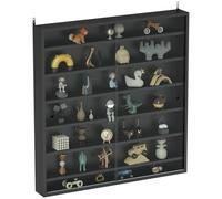 HOMCOM Vitrina de Pared con 6 Estantes Ajustable, Vitrina de Coleccionismo, de Pared para Coleccionismo, Cristal y Aglomerado, 80x9.5x83 cm, Negro