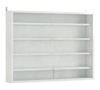 HOMCOM Vitrina de Pared de Madera con Estantes Ajustables y 2 Puertas Correderas de Cristal 80x9,5x60 cm Blanco