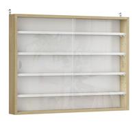 HOMCOM Vitrina de Pared de Madera con Estantes Ajustables y 2 Puertas Correderas de Cristal 80x9,5x60 cm Blanco y Natural