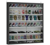 HOMCOM Vitrina Expositora para Colecciones de 7 Niveles, Vitrina de Pared, con Estantes Ajustables y 2 Puertas Correderas de Vidrio, para Perfumes, Figuras de Decoración, 80x9,5x83 cm, Negro